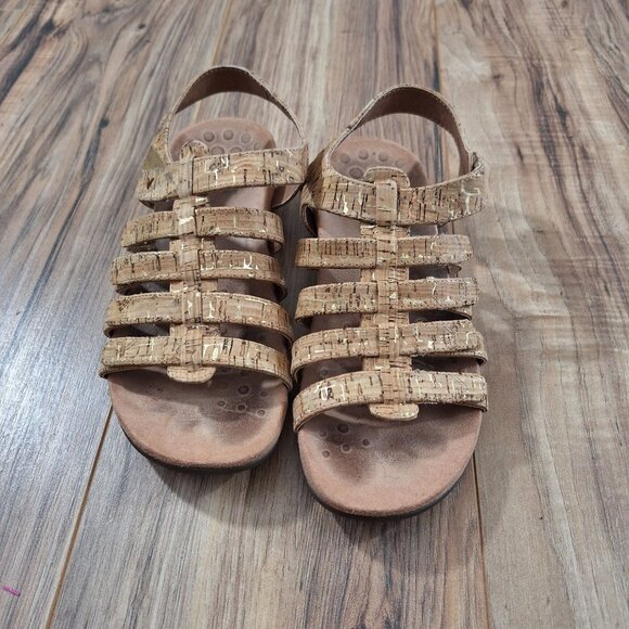 Vionic tan womens sandals hook and loop closure size 8 - Picture 1 of 9